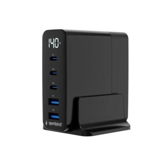 Gembird Fast USB GaN Charger 5 Ports 140 W (TA-UC-2A3CPD140-01BK)