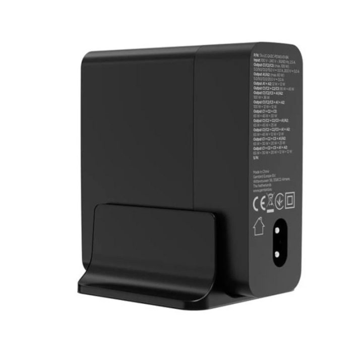 Gembird Cargador rápido USB GaN 5 puertos 140 W (TA-UC-2A3CPD140-01BK)