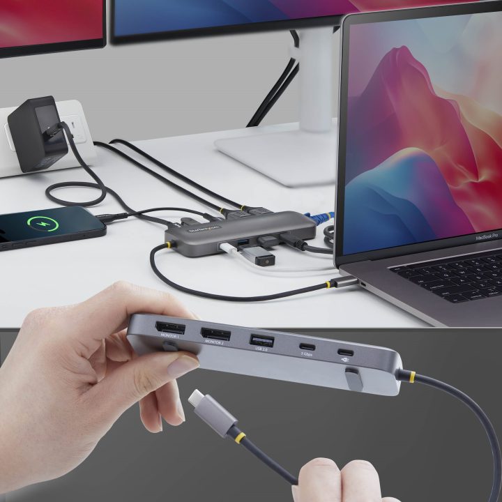 StarTech.com Adaptador Multiporto USB-C para DP de Dois Ecrãs - Mini…