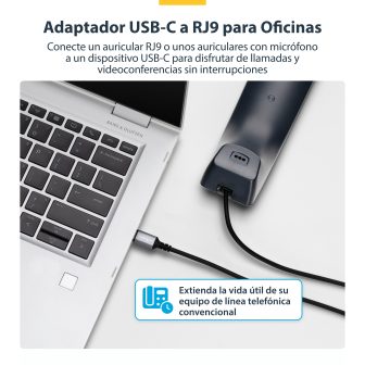 StarTech.com USB-C to RJ9 Headset Adapter with Microphone - USB Type…