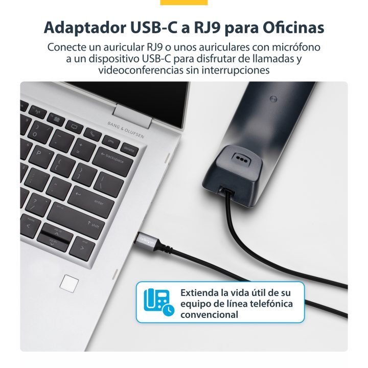 StarTech.com USB-C to RJ9 Headset Adapter with Microphone - USB Type…