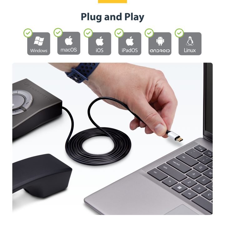 StarTech.com Adaptador USB-C para RJ9 para Auscultadores com…