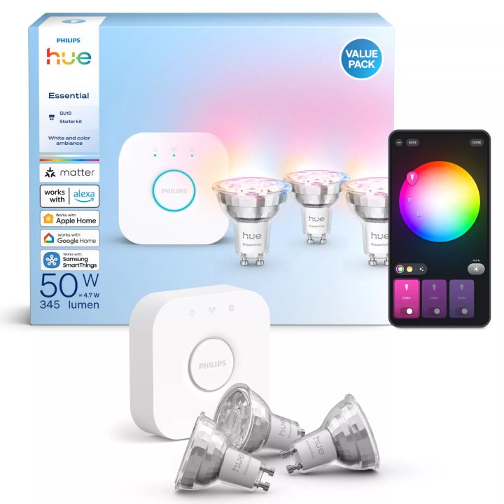 Philips Hue White and Color Ambiance Starter Kit Essential: 3 Smart…