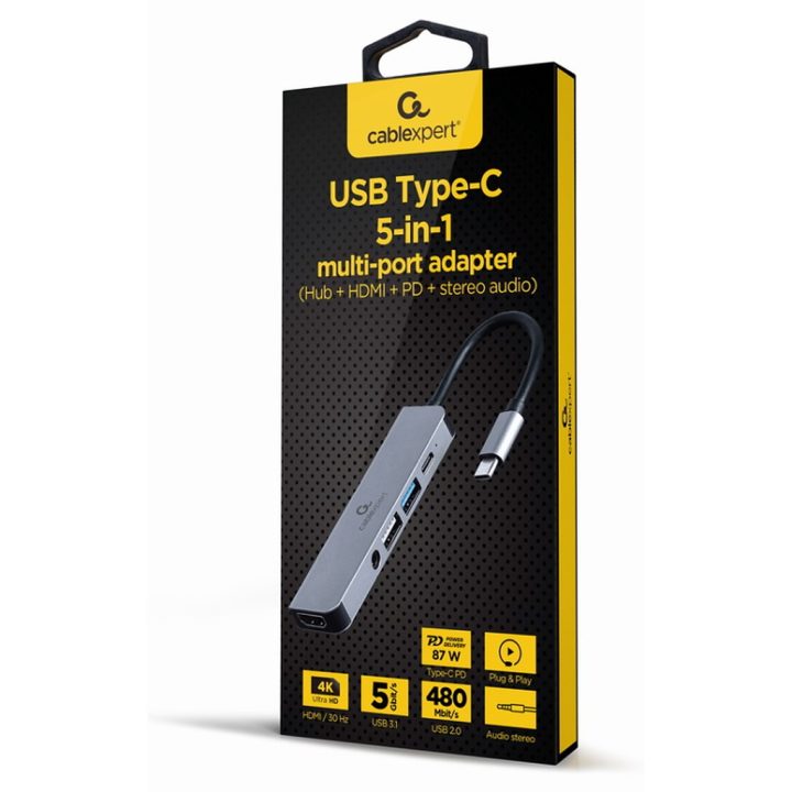 Gembird A-CM-COMBO5-02 Laptop Stand and Port Replicator Wired USB 3.2…