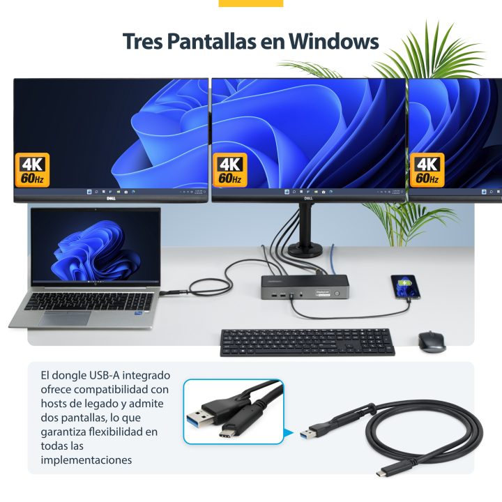 StarTech.com Universal 3-Screen USB-C Docking Station - USB Type-C…