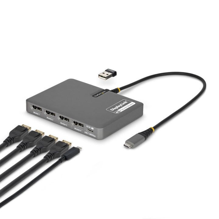 StarTech.com USB-C to 4x DisplayPort Adapter - DP 4K 60Hz - 140W…