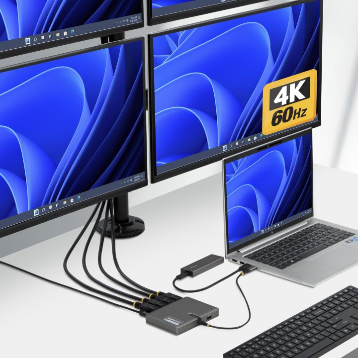 StarTech.com Adaptador USB-C a 4x Ecrãs DisplayPort - DP 4K 60Hz - PD…