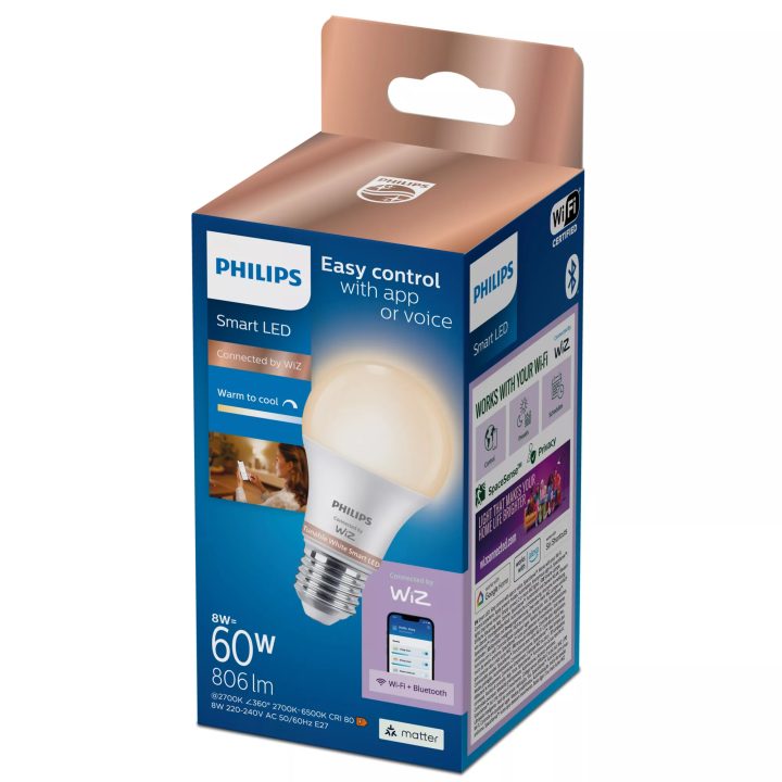 Philips Bombilla LED inteligente A60, base E27, 806 lm