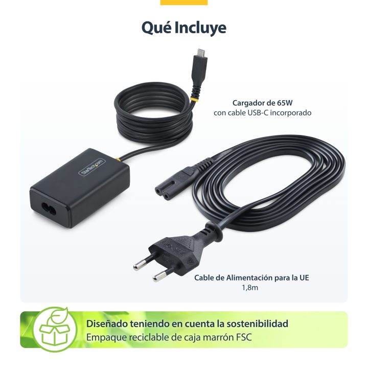 StarTech.com Carregador USB-C para Portátil com Cabo Tipo C Integrado…
