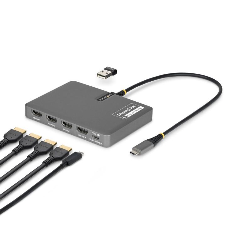 StarTech.com Adaptador USB-C a 4x Ecrãs HDMI - HDMI 4K 60Hz - PD 140W…