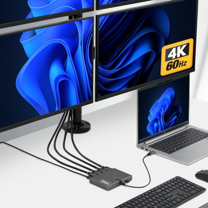 StarTech.com Adaptador USB-C a 4x Ecrãs HDMI - HDMI 4K 60Hz - PD 140W…