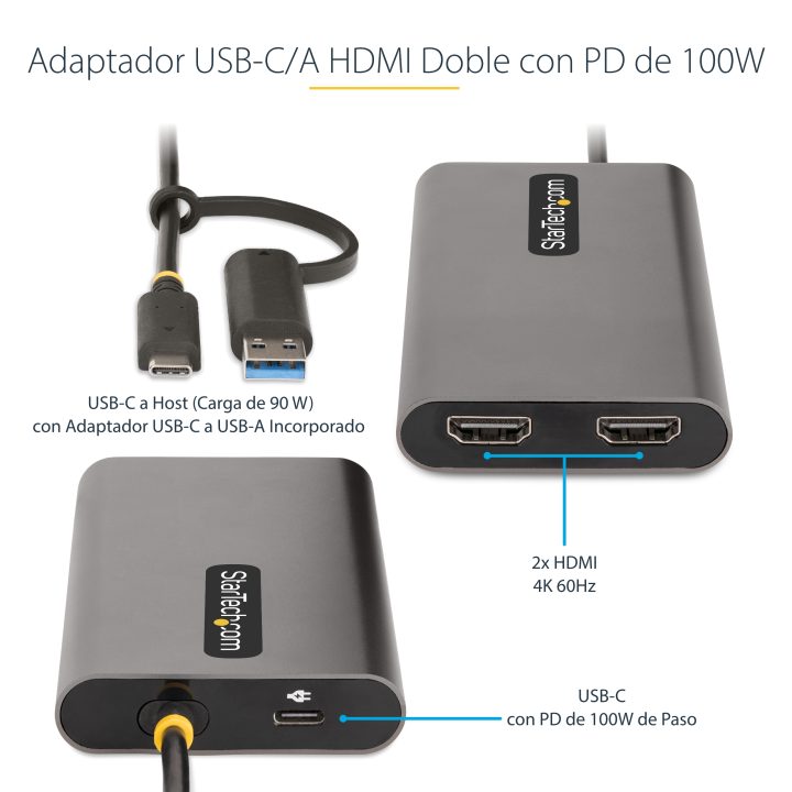 StarTech.com Adaptador USB-C a HDMI Duplo - USB Tipo C para 2…