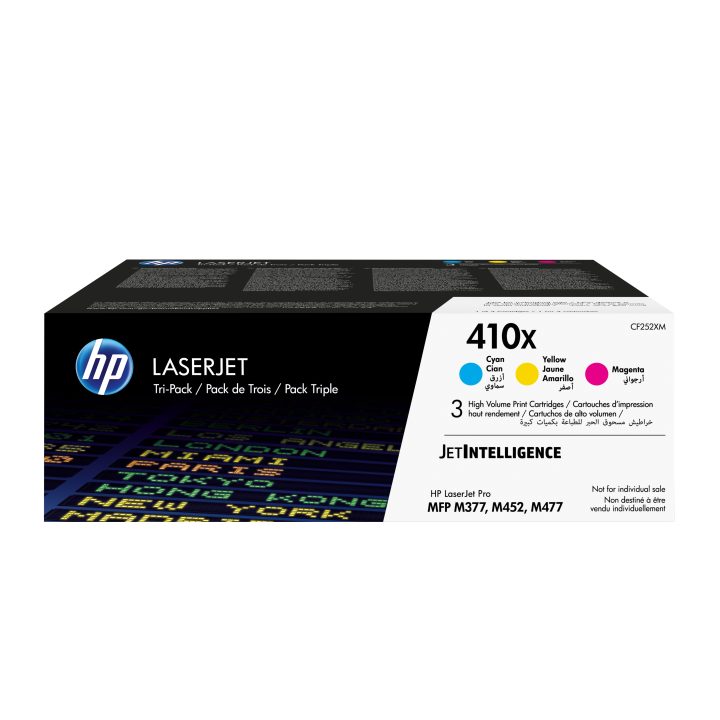 HP 3-Pack Original LaserJet 410X High-Yield Cyan/Magenta/Yellow Toner…