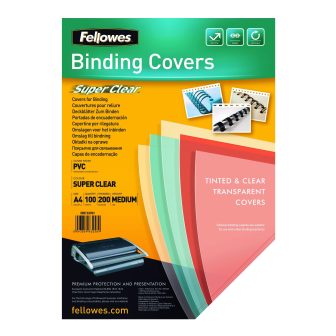 Pack 100 portadas PVC transparente cristal 150 micras a4 Fellowes…