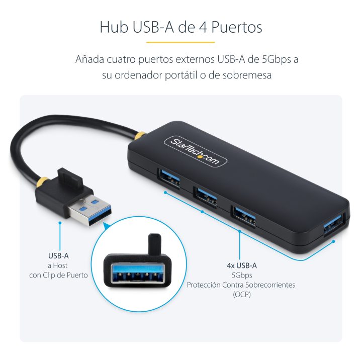 StarTech.com 4-Port USB-A Hub - 4-Port USB Splitter - Bus-Powered -…