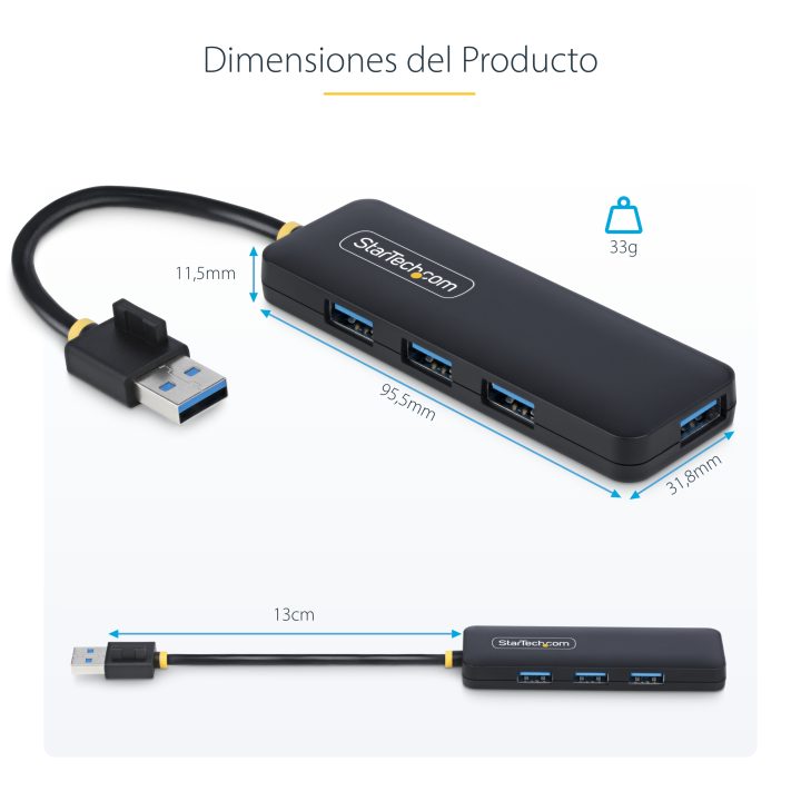 StarTech.com Hub USB-A de 4 Puertos - Ladrón USB de 4 Puertos -…