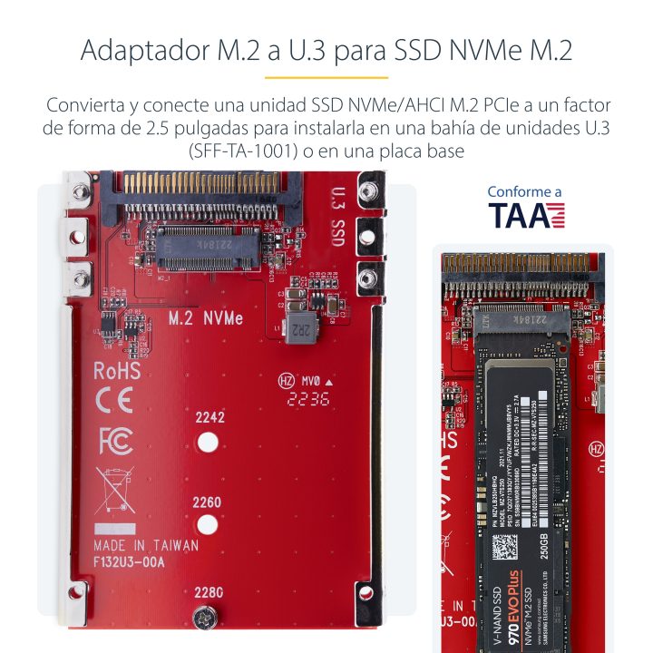 StarTech.com Adaptador M.2 para U.3 para SSDs M.2 NVMe - Conversor…