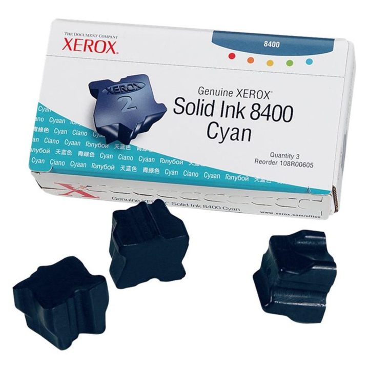 Tinta sólida Xerox Tektronix Phaser 8400 ciano 3 unidades (108R00605)