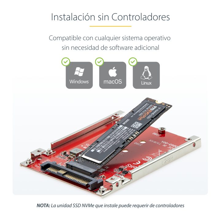 StarTech.com Adaptador M.2 para U.3 para SSDs M.2 NVMe - Conversor…