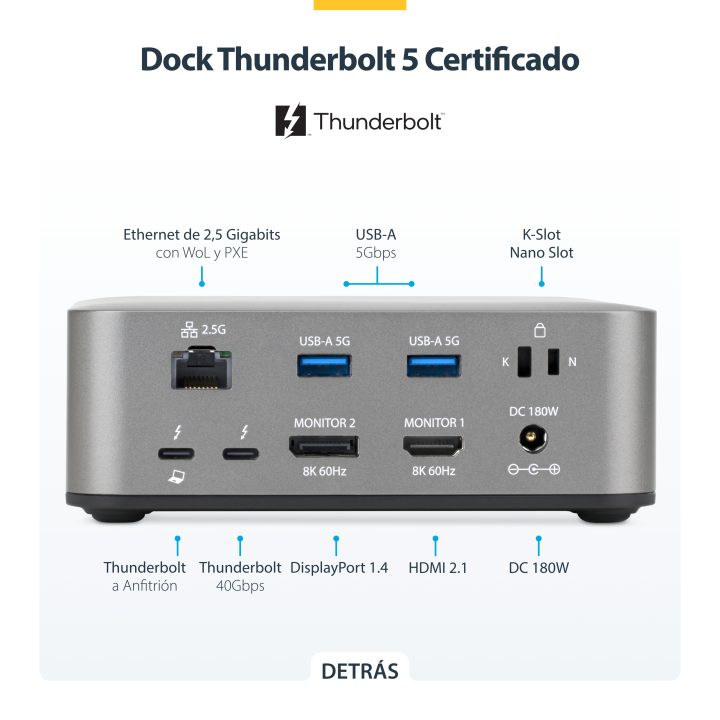 StarTech.com Docking Station Universal Thunderbolt 5 - 4K 144Hz/8K…