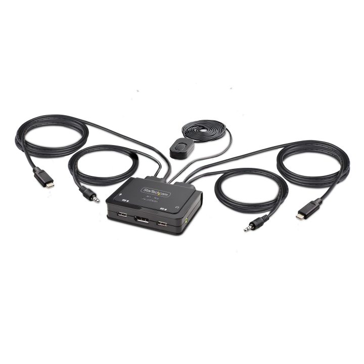 StarTech.com 2-Port USB-C KVM Switch Cable - 4K60 - DisplayPort -…