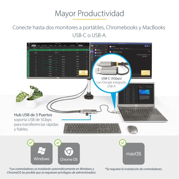 StarTech.com Adaptador Multipuertos USB-C - HDMI Doble…
