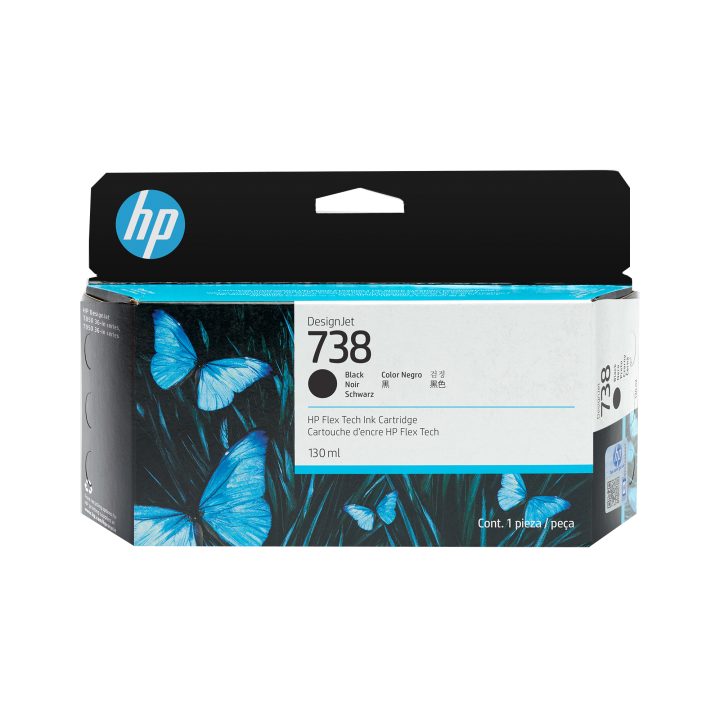 HP Cartucho de tinta preta DesignJet 738 de 130 ml