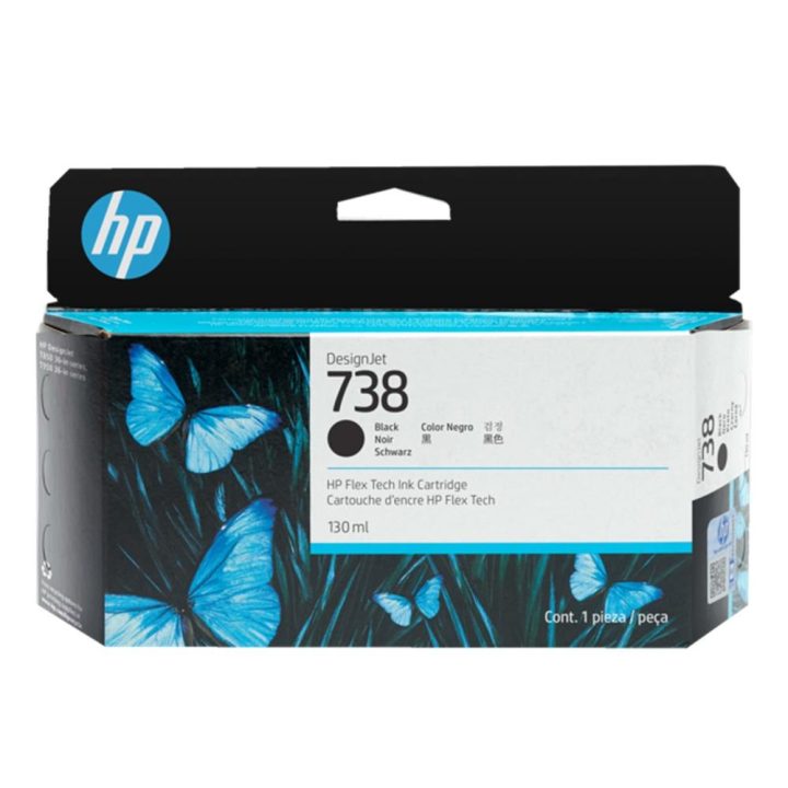 HP Cartucho de tinta preta DesignJet 738 de 130 ml