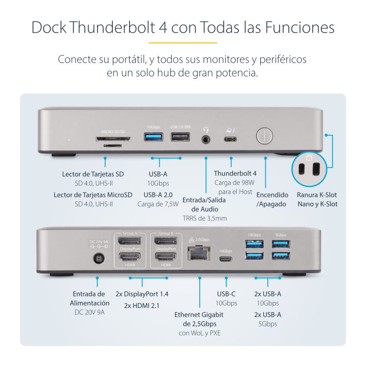 StarTech.com Docking Station Universal Thunderbolt 4 USB4 - 2x HDMI…