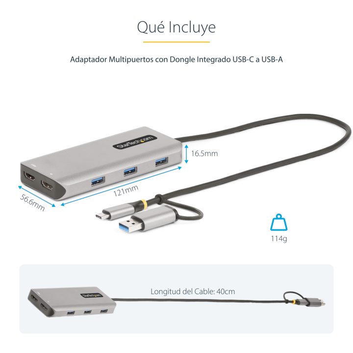 StarTech.com Adaptador Multipuertos USB-C - HDMI Doble…