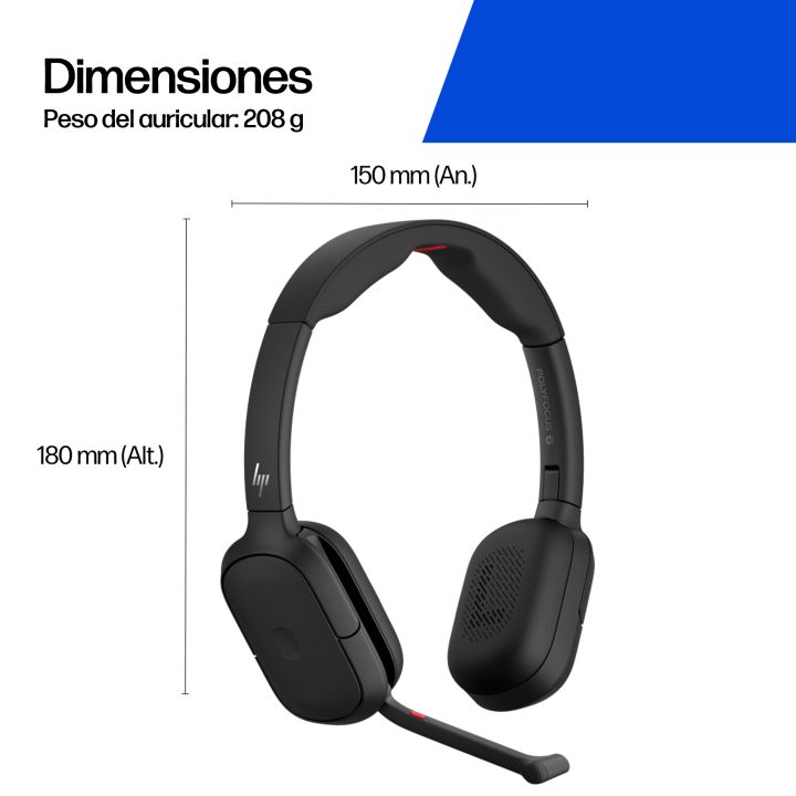 HP Poly Focus 625 Foldable Stereo Bluetooth Headphones