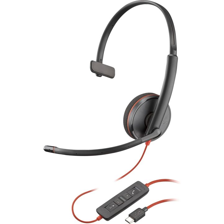 HP Poly Poly Blackwire 3210 USB-C Mono Headset + USB-C/USB-A Adapter