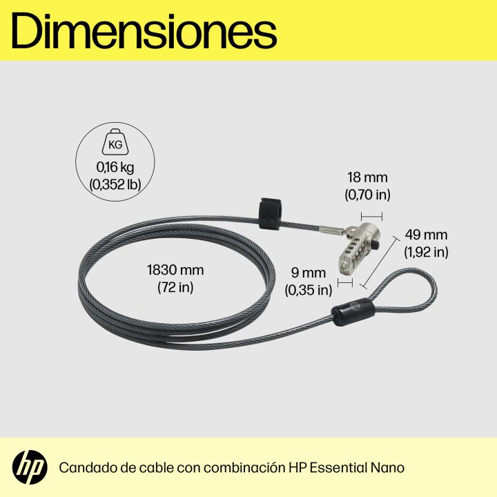 HP Bloqueo de cable esencial con combinación Nano