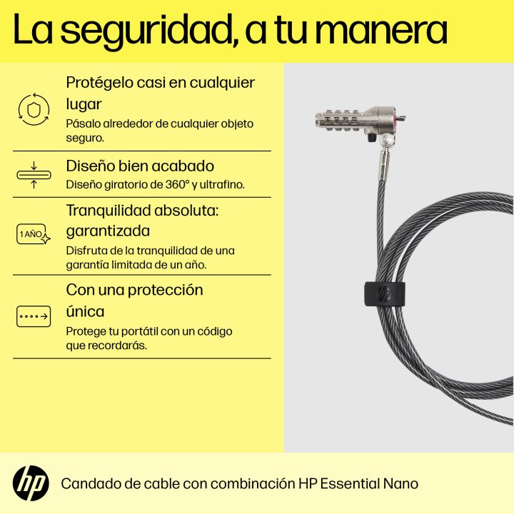 HP Essential Combination Nano Cable Lock