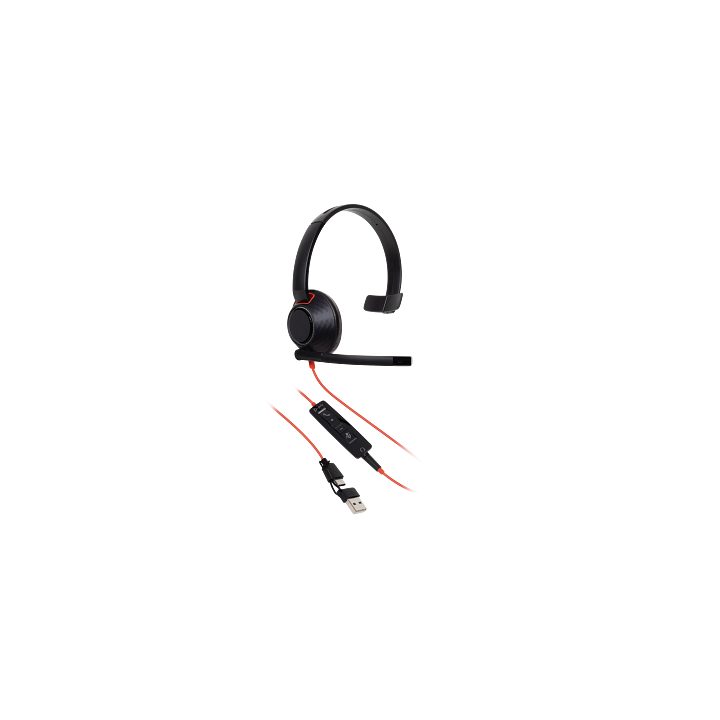 HP Poly Poly Blackwire 5210 Monaural Headset USB-C + 3.5 mm Connector…