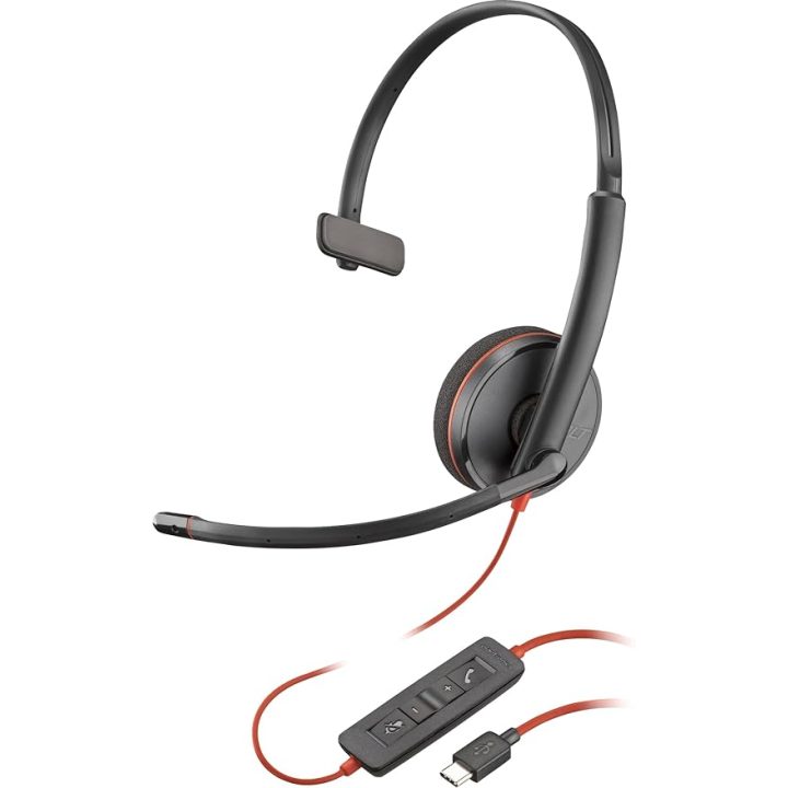 HP Poly Poly Blackwire 3210 Monaural Headset USB-C + USB-C/A Adapter…