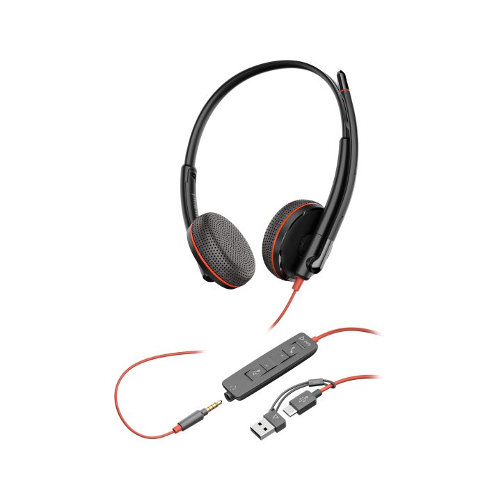 HP Poly Poly Blackwire 3225 Stereo Headset USB-C + 3.5 mm Connector +…