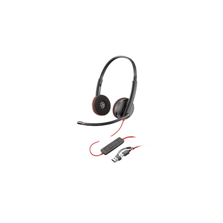 HP Poly Poly Blackwire 3225 Stereo Headset USB-C + 3.5 mm Connector +…