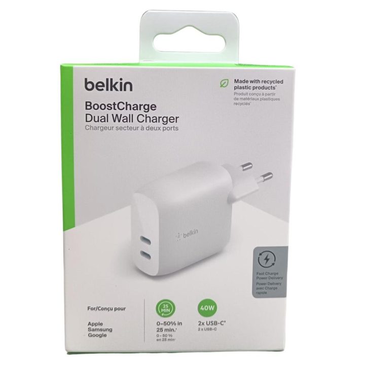 Belkin Power Adapter - 40 watts - PD 3.0, Fast Charge - 2 Output…