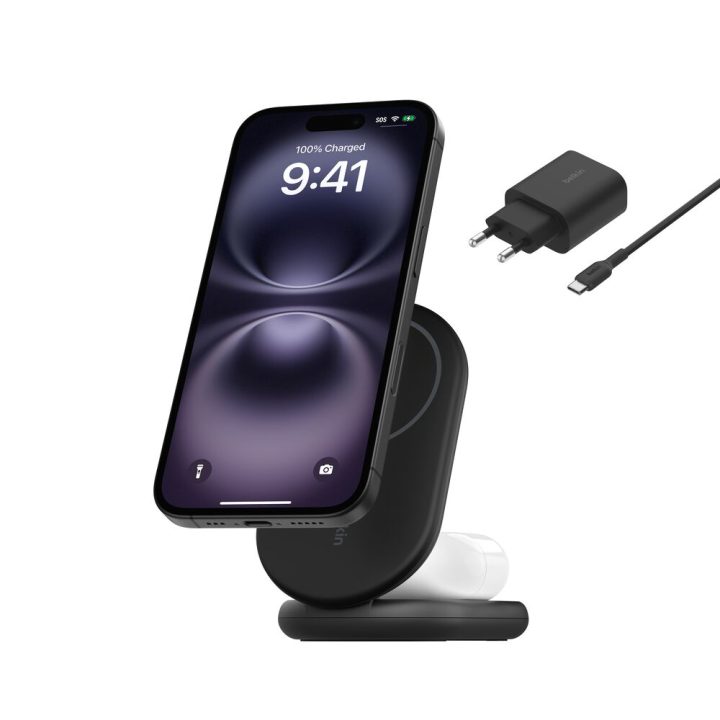 Belkin Wireless Charging Stand - Magnetic, Foldable, with Qi2 + AC…