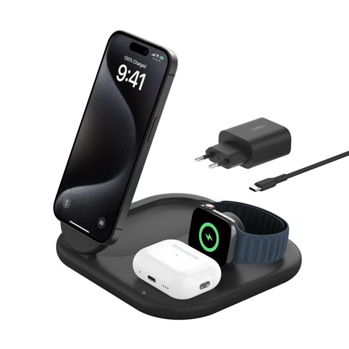 Belkin Wireless Charging Stand - Magnetic, Foldable, with Qi2 + AC…