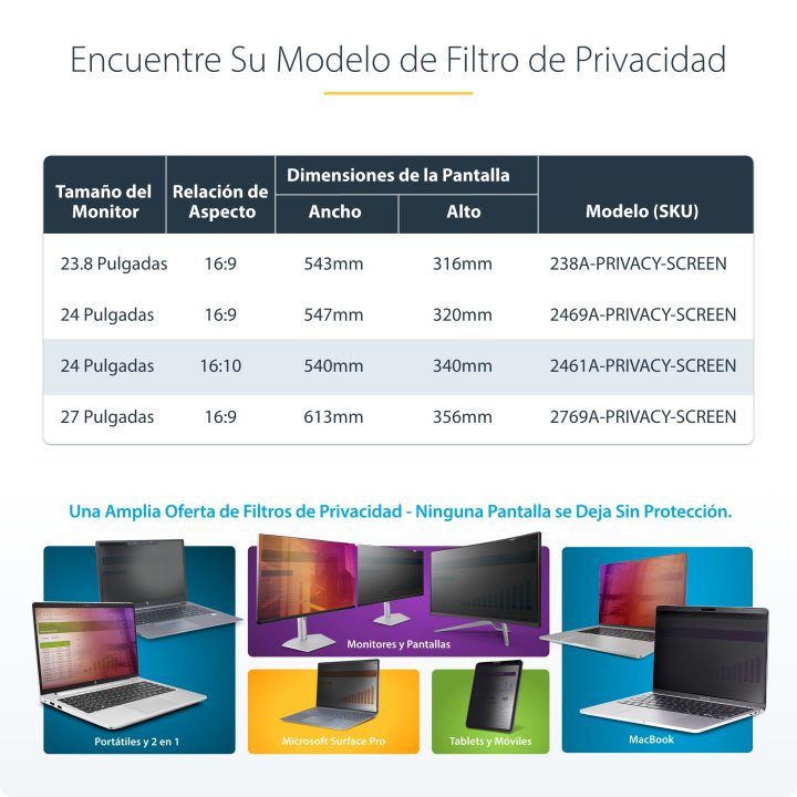 StarTech.com Filtro de Privacidade 16:10 para Monitor de 24" -…