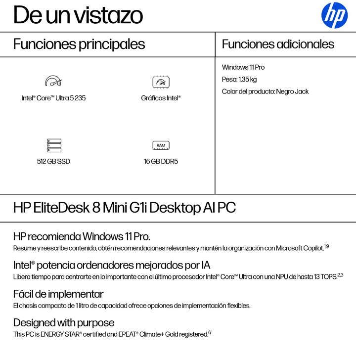 HP EliteDesk 8 Mini G1i Desktop AI PC Intel Core Ultra 5 235 16 GB…