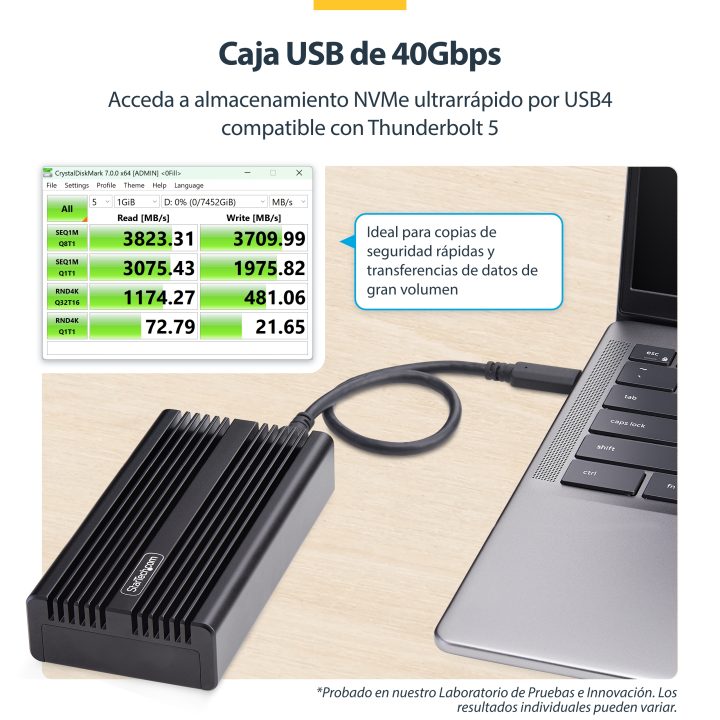 StarTech.com USB4 NVMe M.2 Enclosure - 40Gbps - USB Type-C SSD…