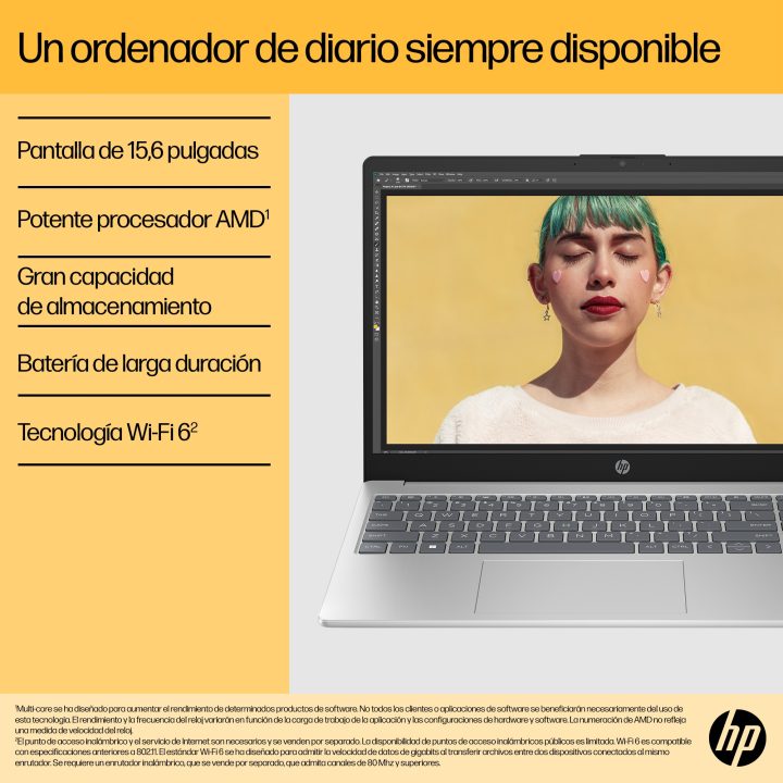 HP 15 AMD Ryzen 7 7730U 8 GB 512 GB SSD 15,6" Windows 11 Home Prateado