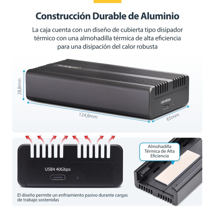 StarTech.com Caixa USB4 NVMe M.2 - 40Gbps - Caixa USB Tipo C para SSD…