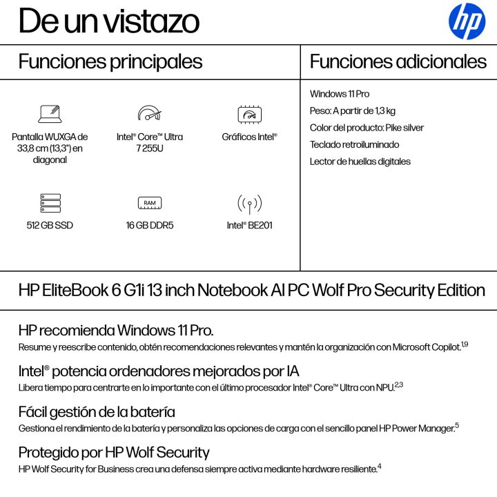 HP EliteBook 6 G1i Intel Core Ultra 7 255U 16 GB 512 GB SSD 13.3"…