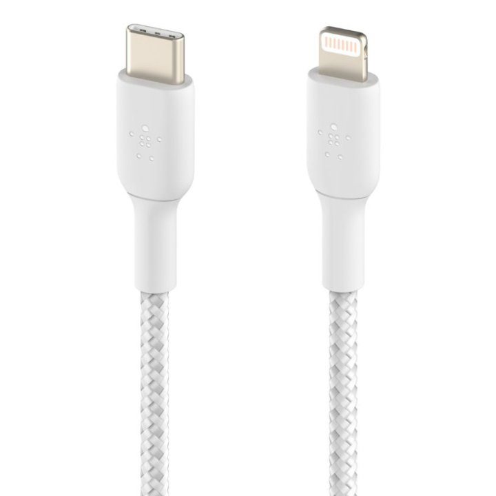 Cable Lightning a USB-C Belkin 2m-macho-macho-blanco trenzado…