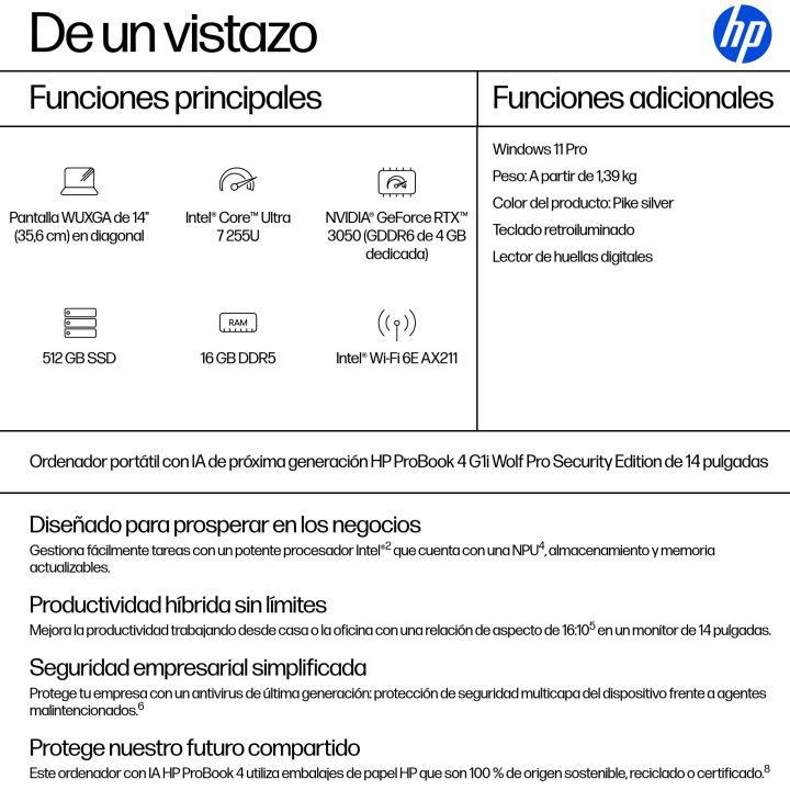 HP ProBook 4 G1i Intel Core Ultra 7 255U 16 GB 512 GB SSD 14" Windows…