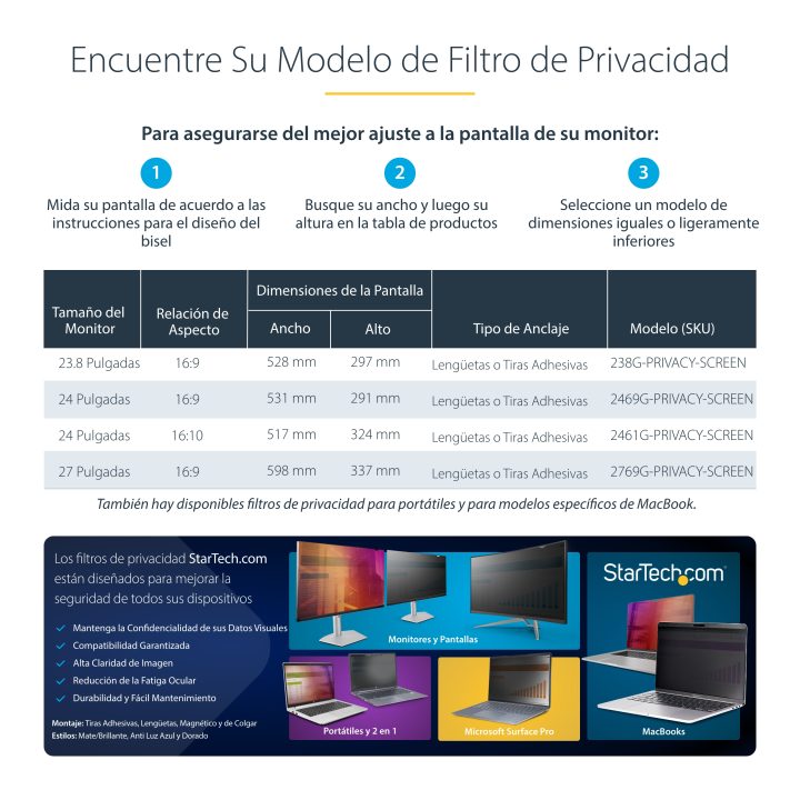 StarTech.com 24in Gold Privacy Filter for 16:10 Monitor - Reversible…